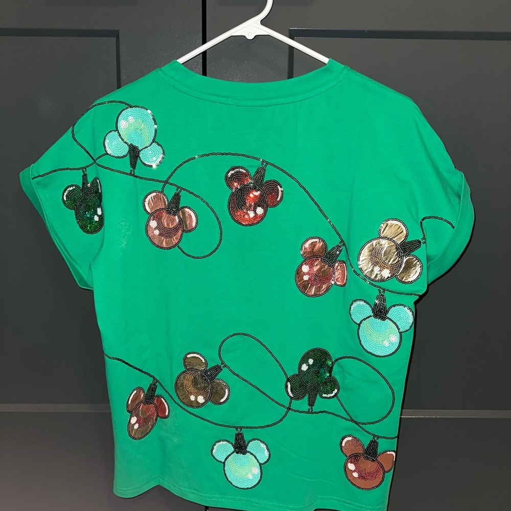 Green Disney Christmas light mouse shirt